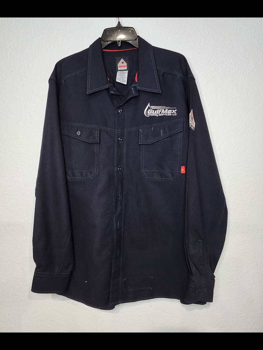 BULWARK IQ SERIES FIRE RESISTANT Navy Work Shirt Jacket with Logo